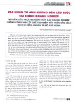 Các nhân tố ảnh hưởng đến cấu trúc tài chính doanh nghiệp nghiên cứu thực nghiệm trên các doanh nghiệp ngành công nghiệp chế tạo niêm yết trên sàn giao dịch chứng khoán tp  hồ chí minh 