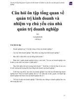 Câu hỏi ôn tập tổng quan về quản trị kinh doanh và nhiệm vụ chủ yếu của nhà quản trị doanh nghiệp 
