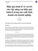 Hiệu quả kinh tế và vai trò của việc nâng cao hiệu quả kinh tế trong sản xuất kinh doanh của doanh nghiệp 