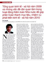 Tổng quan kinh tế   xã hội năm 2009 và những vấn đề cần quan tâm trong hoạt động kiểm toán nhà nước để góp phần hoàn thành mục tiêu, nhiệm vụ phát triển kinh tế   xã hội năm 2010 