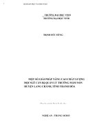 Một sổ giải pháp nâng cao chất lượng đội ngũ cán bộ quản lý các trường mầm non huyện lang chánh, tỉnh thanh hóa 