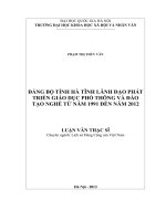 Đảng bộ tỉnh hà tĩnh lãnh đạo phát triển giáo dục phổ thông và đào tạo nghề từ 1991 2012 
