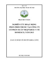 NGHIÊN CỨU HOẠT ĐỘNG PHÂN PHỐI THUỐC TẠI CÔNG TY CỔ PHẦN XUẤT NHẬP KHẨU Y TẾ DOMESCO, NĂM 2013