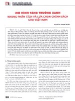 Mô hình tăng trưởng xanh khung phân tích và lựa chọn chính sách cho việt nam 