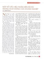 Một số dấu hiệu nhận diện rủi ro trong hoạt động của doanh nghiệp 