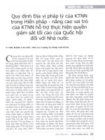 Quy định địa vị pháp lý của KTNN trong hiến pháp   nâng cao vai trò của KTNN hỗ trợ thực hiện quyền giám sát tối cao của quốc hội đối với nhà nước 