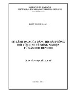 sự lãnh đạo của đảng bộ hải phòng đối với kinh tế nông nghiệp từ 2001 2010 