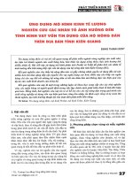 Ứng dụng mô hình kinh tế lượng nghiên cứu các nhân tố ảnh hưởng đến tình hình vay vốn tín dụng của hộ nông dân trên địa bàn tỉnh kiên giang 