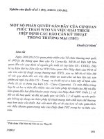 Một số phán quyết gần đây của cơ quan phúc thẩm WTO và việc giải thích hiệp định các rào cản kỹ thuật trong thương mại (TBT) 
