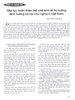 Tiếp tục hoàn thiện thể chế kinh tế thị trường định hướng xã hội chủ nghĩa ở việt nam 