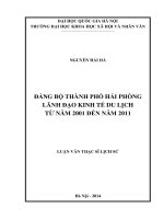 Đảng bộ thành phố hải phòng lãnh đạo kinh tế du lịch tu nam 2001 den nam 2011 