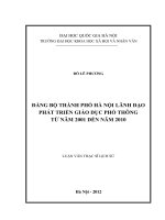 Đảng bộ thành phố hà nội lãnh đạo phát triển giáo dục phổ thông từ 2001 2010 