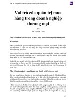 Vai trò của quản trị mua hàng trong doanh nghiệp thương mại 