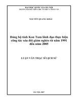 đảng bộ tỉnh kon tum lãnh đạo thực hiện công tác xóa đói giảm nghèo từ năm 1991 2005 