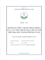đánh giá thực trạng hoạt động của các nhà thuốc đạt tiêu chuẩn gpp trên địa bạn thành phố đà nẵng