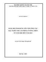 đảng bộ tỉnh hưng yên lãnh đạo công tác dạy nghề cho lao động nông thôn tu nam 2001 den nam 2011 