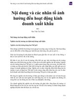 Nội dung và các nhân tố ảnh hưởng đến hoạt động kinh doanh xuất khẩu 