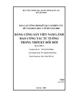 đảng cộng sản việt nam lãnh đạo công tác tư tưởng trong thời kỳ đổi mới 
