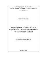 thực hiện chủ trương cải cách ruộng đất của đảng ở tỉnh vĩnh phúc tu nam 1955 den nam 1957 