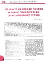 Các nhân tố ảnh hưởng tới thực hiện và báo cáo trách nhiệm xã hội của các doanh nghiệp việt nam 