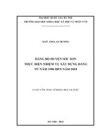 đảng bộ huyện sóc sơn thực hiện nhiệm vụ xây dựng đảng tu nam 1996 den nam 2010 