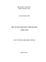 Một so giải pháp phát triển đội ngũ giảng viên trường đại học y khoa vinh đến năm 2020 