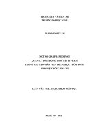 Một số giải pháp đổi mới quản lý hoạt động thực tập SU'' phạm trong đào tạo giáo viên trung học phô thông theo hệ thong tín chỉ tại Trường Đại học Sài Gòn