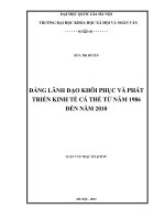 đảng lãnh đạo khôi phục và phát triển kinh tế cá thể từ năm 1986 2020 