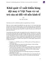 Khái quát về xuất khẩu hàng dệt may ở việt nam và vai trò của nó đối với nền kinh tế 