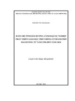 Đảng bộ tỉnh hải dương lãnh đạo sự nghiệp phát triển giáo dục phổ thông ở tp hải dương tu nam 1996 den nam 2010 