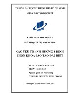 Các yếu tố ảnh hưởng ý định chọn khoa đào tạo đặc biệt 