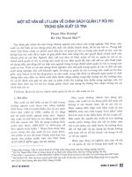 Một số vấn đề lý luận về chính sách quản lý rủi ro trong sản xuất cá tra 