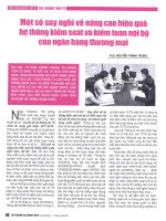 Một số suy nghĩ về nâng cao hiệu quả hệ thống kiểm soát và kiểm toán nội bộ của ngân hàng thương mại 