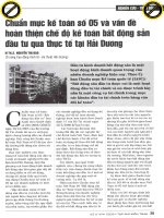 Chuẩn mực kế toán số 05 và vấn đề hoàn thiện chế độ kế toán bất động sản đầu tư qua thực tế tại hải dương 