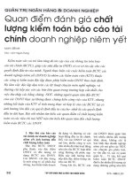 Quan điểm đánh giá chất lượng kiểm toán báo cáo tài chính doanh nghiệp niêm yết 