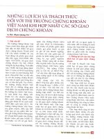 Những lợi ích và thách thức đối với thị trường chứng khoán việt nam khi hợp nhất các sở giao dịch chứng khoán 