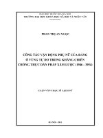 công tác vận động phụ nữa của đang ở vùng tự do trong kháng chiến chông thực dân pháp xâm lược từ 1946 1954 