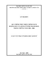 quá trinh thực hiện chính sách ruộng đất của đảng ở tỉnh thanh hóa trong những năm 1988 2006 