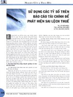 Sử dụng các tỷ số trên báo cáo tài chính để phát hiện sai lệch thuế 