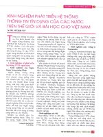 Kinh nghiệm phát triển hệ thống thông tin tín dụng của các nước trên thế giới và bài học cho việt nam 