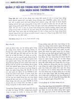 Quản lý rủi ro trong hoạt động kinh doanh vàng của ngân hàng thương mại 