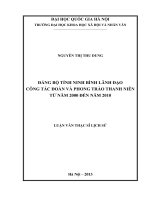 Đảng bộ tỉnh ninh bình lãnh đạo công tác đoàn và phong trào thanh niên  tu nam 2000 den nam 2010 