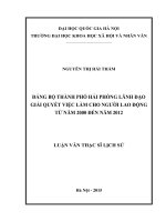 Đảng bộ thành phố hải phòng lãnh đạo giaiir quyết việc làm cho người lao động tu nam 2000 den 2012 