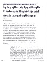 Ứng dụng kỹ thuật xây dựng hệ thống kho dữ liệu trong việc khai phá dữ liệu khách hàng của các ngân hàng thương mại 