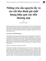 Những yêu cầu nguyên tắc và các chỉ tiêu đánh giá chất lượng hiệu quả xúc tiến thương mại 