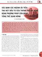 Xác định các ngành ưu tiên thu hút đầu tư của thành phố đà nẵng bằng phương pháp cân bằng tổng thể dạng động 