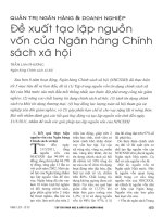 Đề xuất tạo lập nguồn vốn của ngân hàng chính sách xã hội 