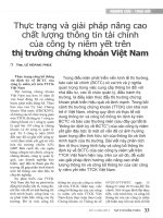 Thực trạng và giải pháp nâng cao chất lượng thông tin tài chính của công ty niêm yết trên thị trường chứng khoán việt nam 