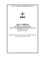 QUY TRÌNH VẬN HÀNH VÀ BẢO DƯỠNG  MÁY LÀM KHÔ KHÍ HYĐRÔ KIỂU BAC50