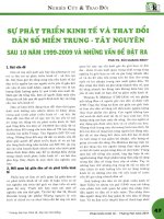 Sự phát triển kinh tế và thay đổi dân số miền trung   tây nguyên sau 10 năm 1999 2009 và những vấn đề đặt ra 